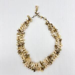 Vintage Mother of Pearl Double Strand Necklace Short Made in Japan Beach Jewelry